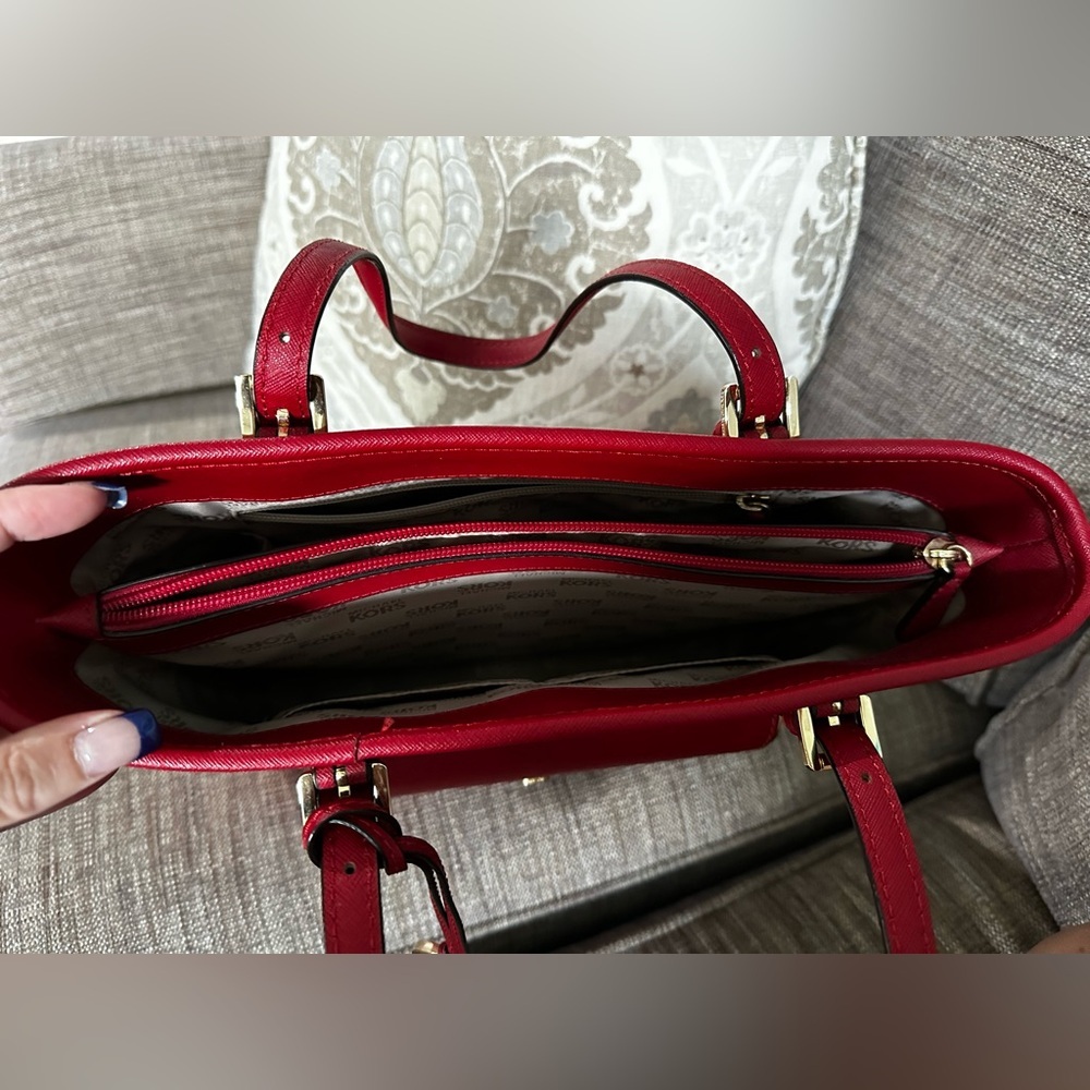 Michael Kors Red Saffiano Tote Bag - Picture 11 of 15